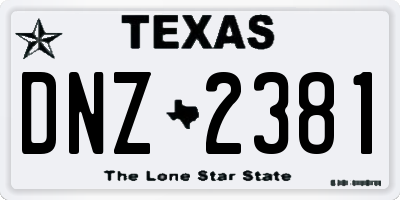 TX license plate DNZ2381