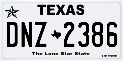 TX license plate DNZ2386