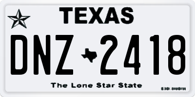 TX license plate DNZ2418