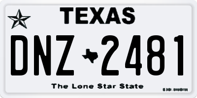 TX license plate DNZ2481