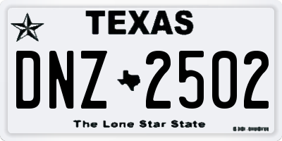 TX license plate DNZ2502