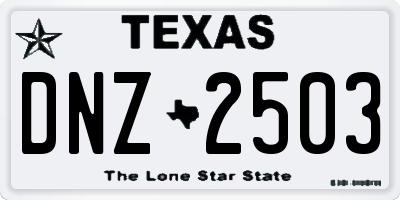TX license plate DNZ2503