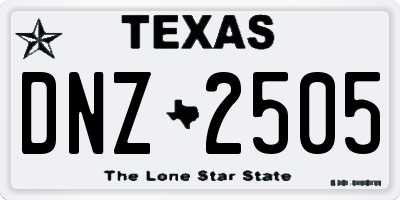 TX license plate DNZ2505