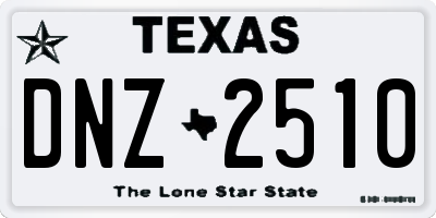 TX license plate DNZ2510