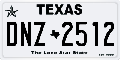 TX license plate DNZ2512