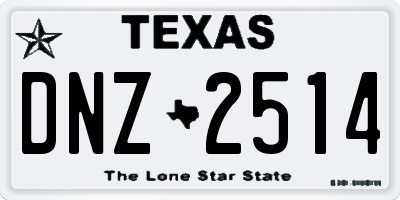 TX license plate DNZ2514