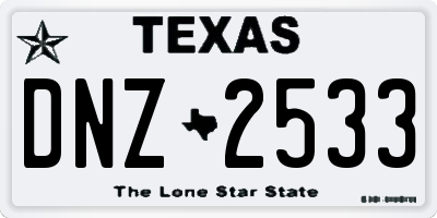 TX license plate DNZ2533