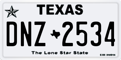 TX license plate DNZ2534