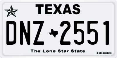 TX license plate DNZ2551
