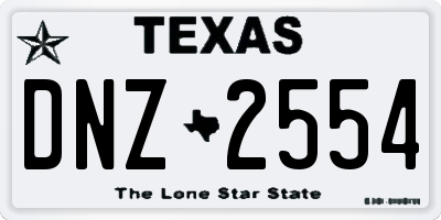 TX license plate DNZ2554