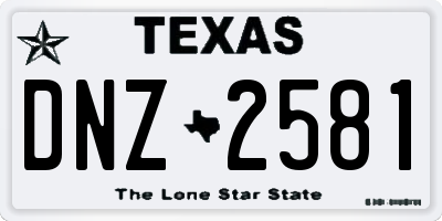 TX license plate DNZ2581