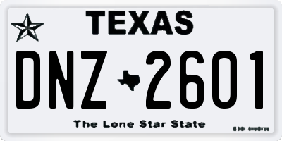 TX license plate DNZ2601