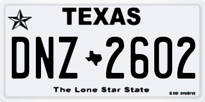 TX license plate DNZ2602