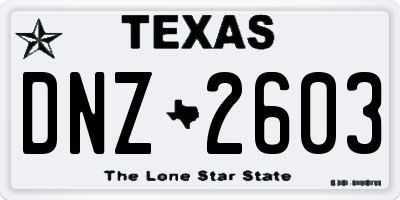 TX license plate DNZ2603