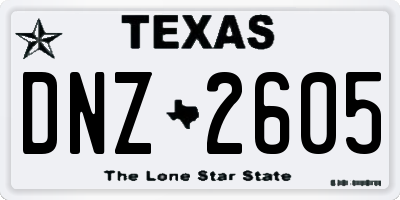 TX license plate DNZ2605