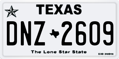 TX license plate DNZ2609