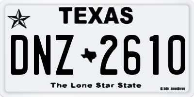 TX license plate DNZ2610