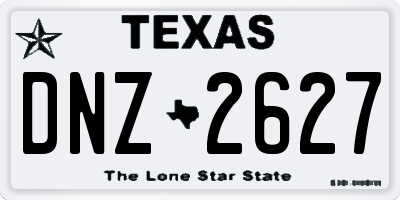 TX license plate DNZ2627