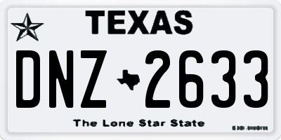 TX license plate DNZ2633