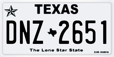 TX license plate DNZ2651