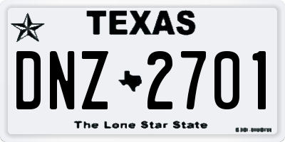 TX license plate DNZ2701