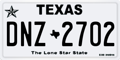 TX license plate DNZ2702