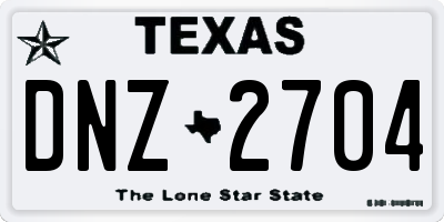 TX license plate DNZ2704
