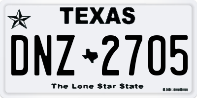 TX license plate DNZ2705
