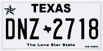 TX license plate DNZ2718