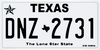 TX license plate DNZ2731