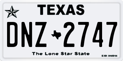 TX license plate DNZ2747