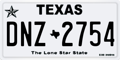 TX license plate DNZ2754