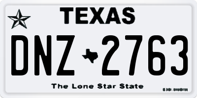 TX license plate DNZ2763