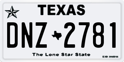 TX license plate DNZ2781