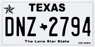 TX license plate DNZ2794