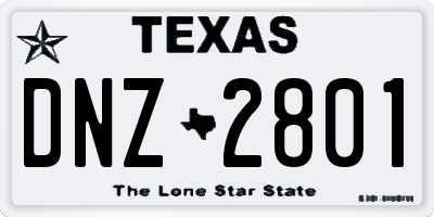 TX license plate DNZ2801