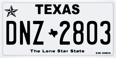 TX license plate DNZ2803