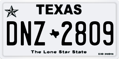 TX license plate DNZ2809
