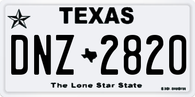 TX license plate DNZ2820