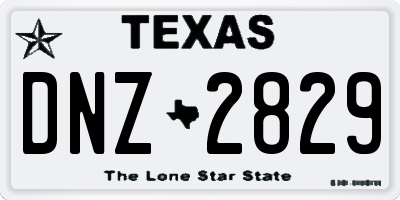 TX license plate DNZ2829