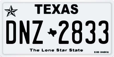 TX license plate DNZ2833
