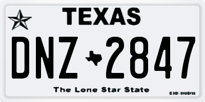 TX license plate DNZ2847