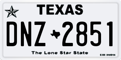 TX license plate DNZ2851