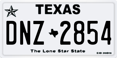 TX license plate DNZ2854