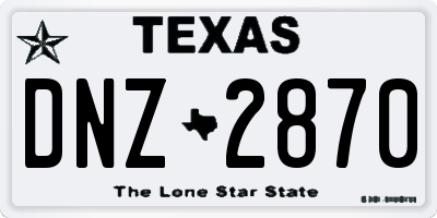 TX license plate DNZ2870