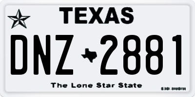 TX license plate DNZ2881