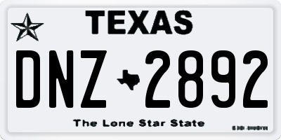 TX license plate DNZ2892