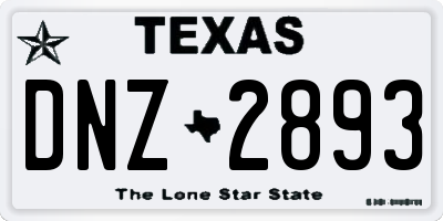 TX license plate DNZ2893