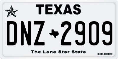 TX license plate DNZ2909