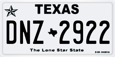 TX license plate DNZ2922